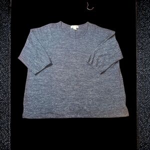 Cathy Daniels Navy/Silver Lightweight Stretchy Sparkly 3/4 Sleeve Sweater